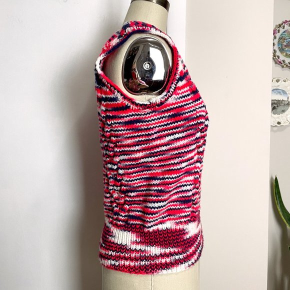 Red, white and blue ombre cable knit pullover vest - size M - Picture 3 of 7